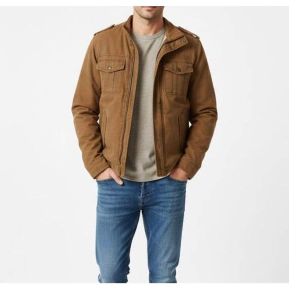 Levis Worker Brown Mens Sherpa Fleece Lined Utility Jacket Chore Barn Trucker